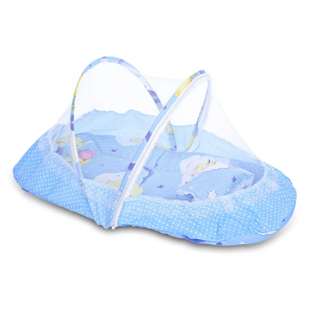 

Print Folding Type Baby Mosquito Insect Cradle Cartoon Padded Baby Crib Netting Mosquito Net Foldable Bed Tent With Pillow