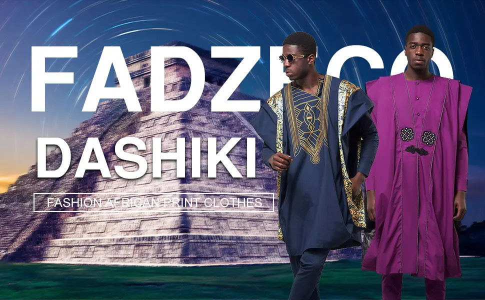 Fadzeco Дашики мужские топ брюки комплект из 2 предметов комплект одежды африканская мужская одежда 2019 Riche африканская одежда для мужчин