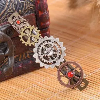 

Vintage Novelty Clock Mechanical Gears Steampunk Hair Clip Costume Accessory