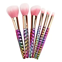 6pcs pink Makeup Brushes Set honeycomb rainbow handle Cosmetic Foundation Eyshadow Blusher Powder Brush beauty tools kits