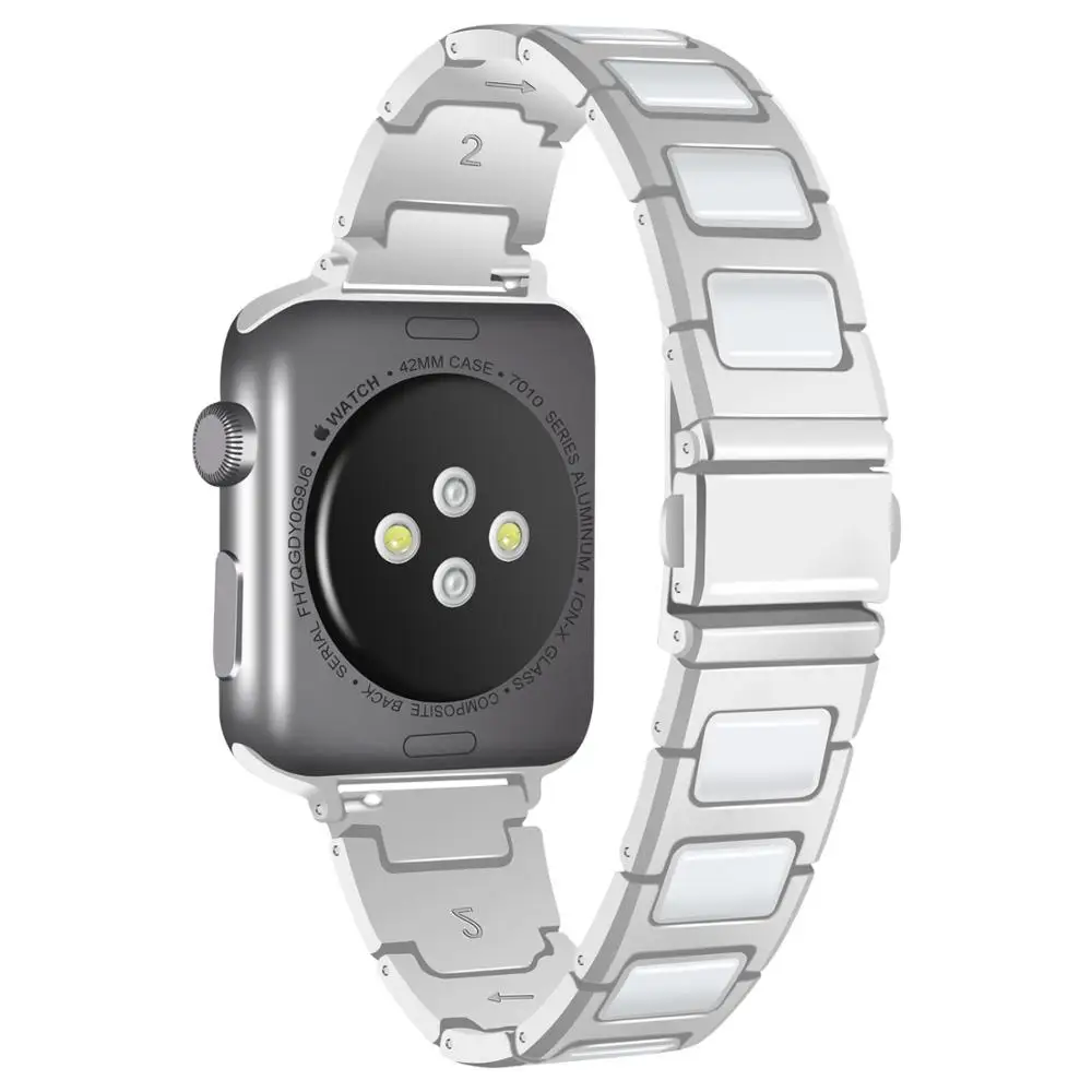 BOX W совместимый с Apple Watch Band 38 мм 42 сменный Браслет из нержавеющей стали и керамики