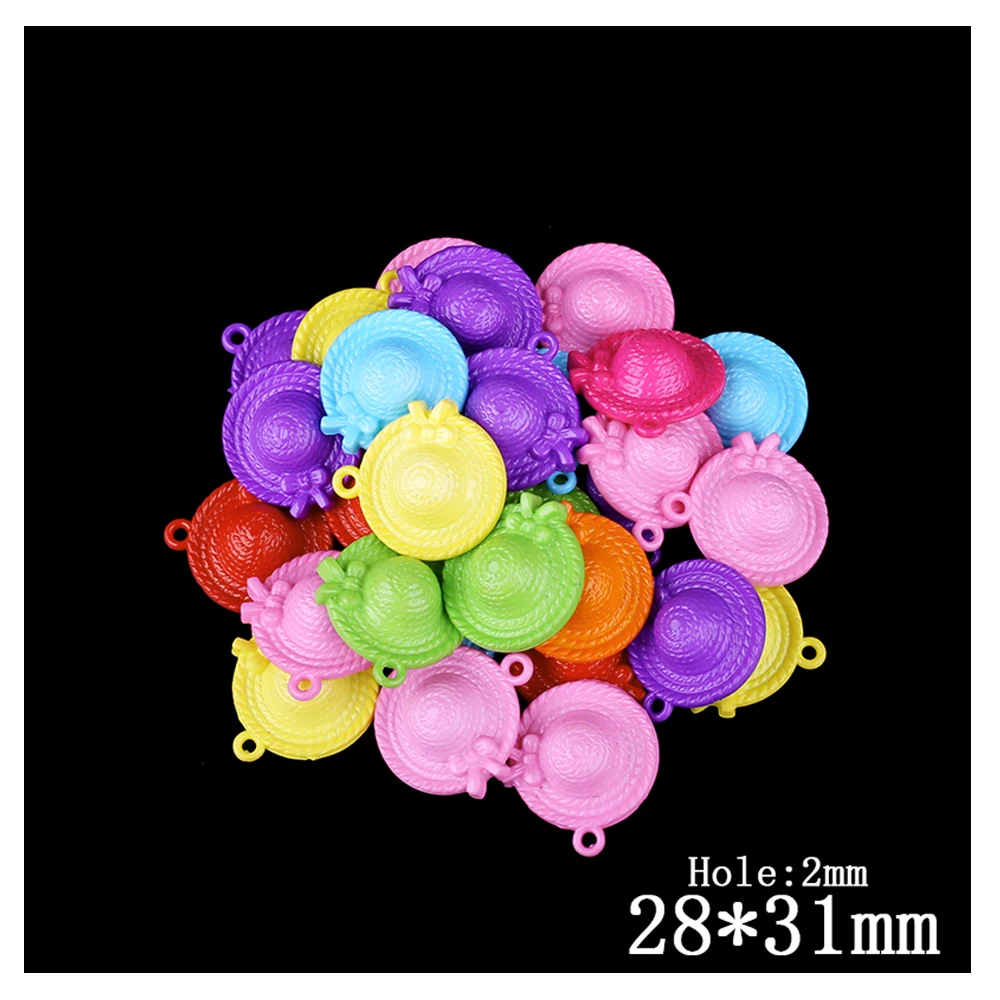 

Multi Color Hat Shape Big Acrylic Beads 20pcs/Lot Wholesale Hanging Hole Plastic Bow Bead For Kid DIY Jewelry Making Decorations