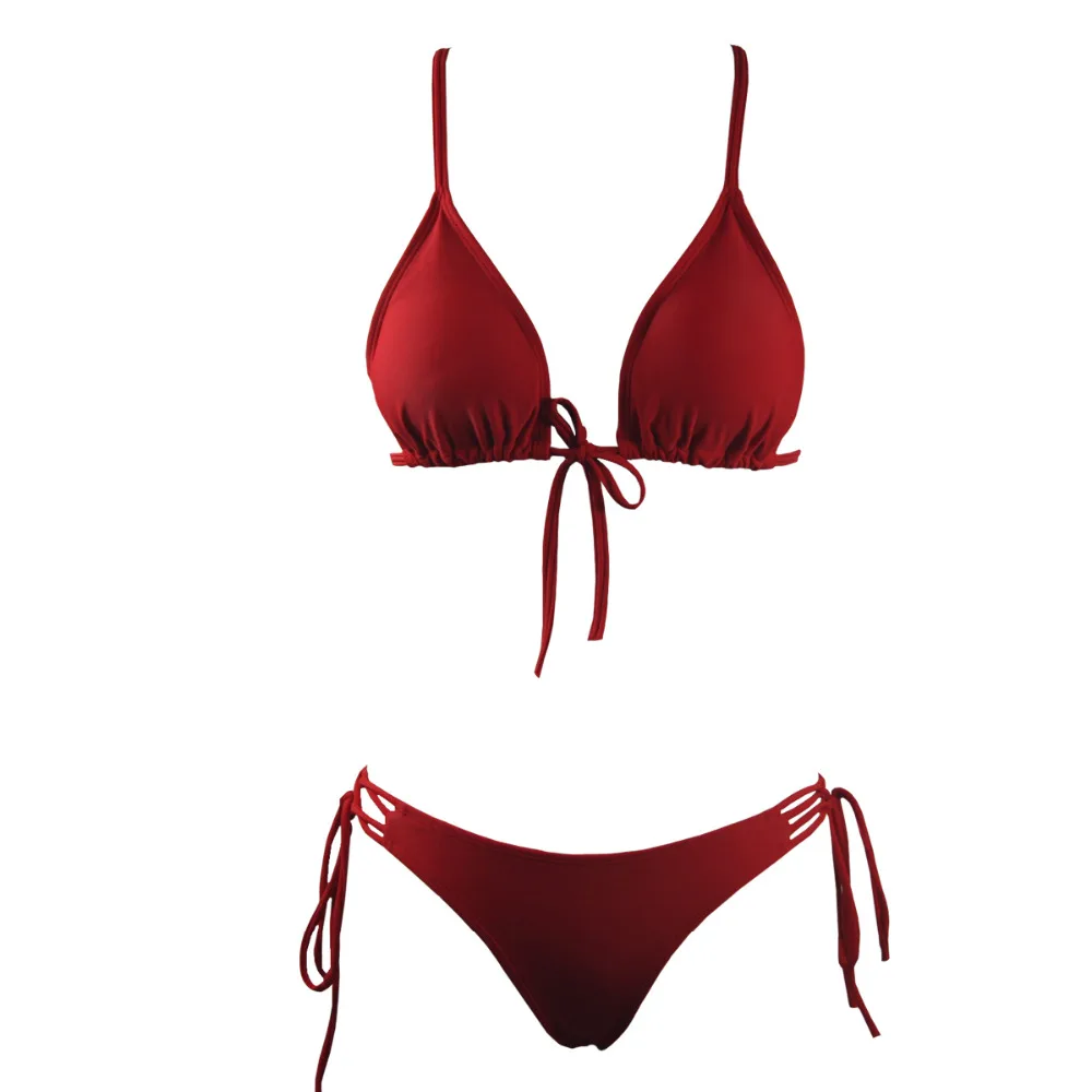 Women Sexy Red Bikini Thong Swimsuit 2015 Swimwear Biquini Front Closure Bathing Suit Maillot De