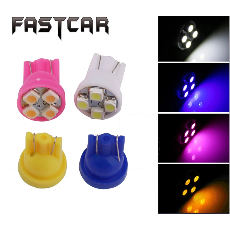 Оптовая продажа 200 шт./лот T10 194 168 1210 4 SMD LED Клин Лампочки белый свет чтения 12 В Авто