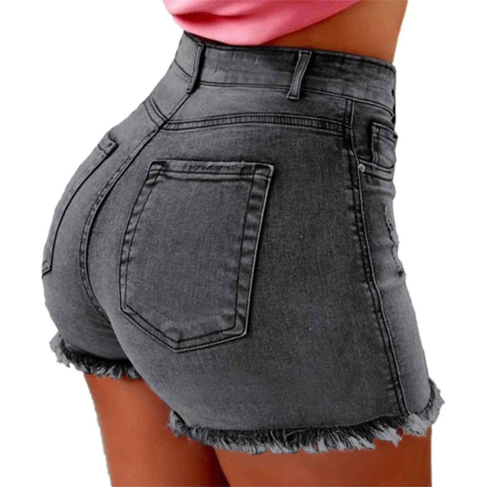 Сексуальные шорты женские летние высокие Джинсовые Шорты повседневные женские джинсы короткие новые женские узкие тонкие джинсовые шорты с пуш-ап горячая распродажа - Цвет: Серый