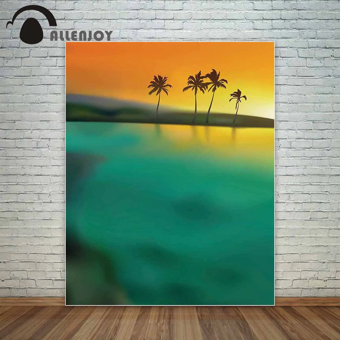 Allenjoy photocall backgrounds for photo studio bokeh gradient green palm tree orange tropical master view product backdrops | Электроника