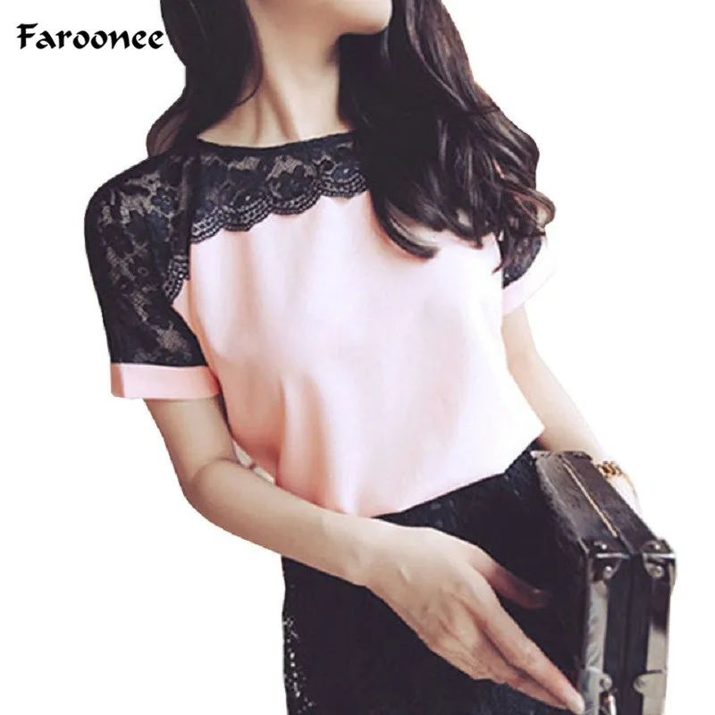 

Women Blouses Summer Lace Chiffon Blouse Casual Blusa Feminina Tops Fashion Chemise Femme Shirts Plus Size 5XL Red White Pink