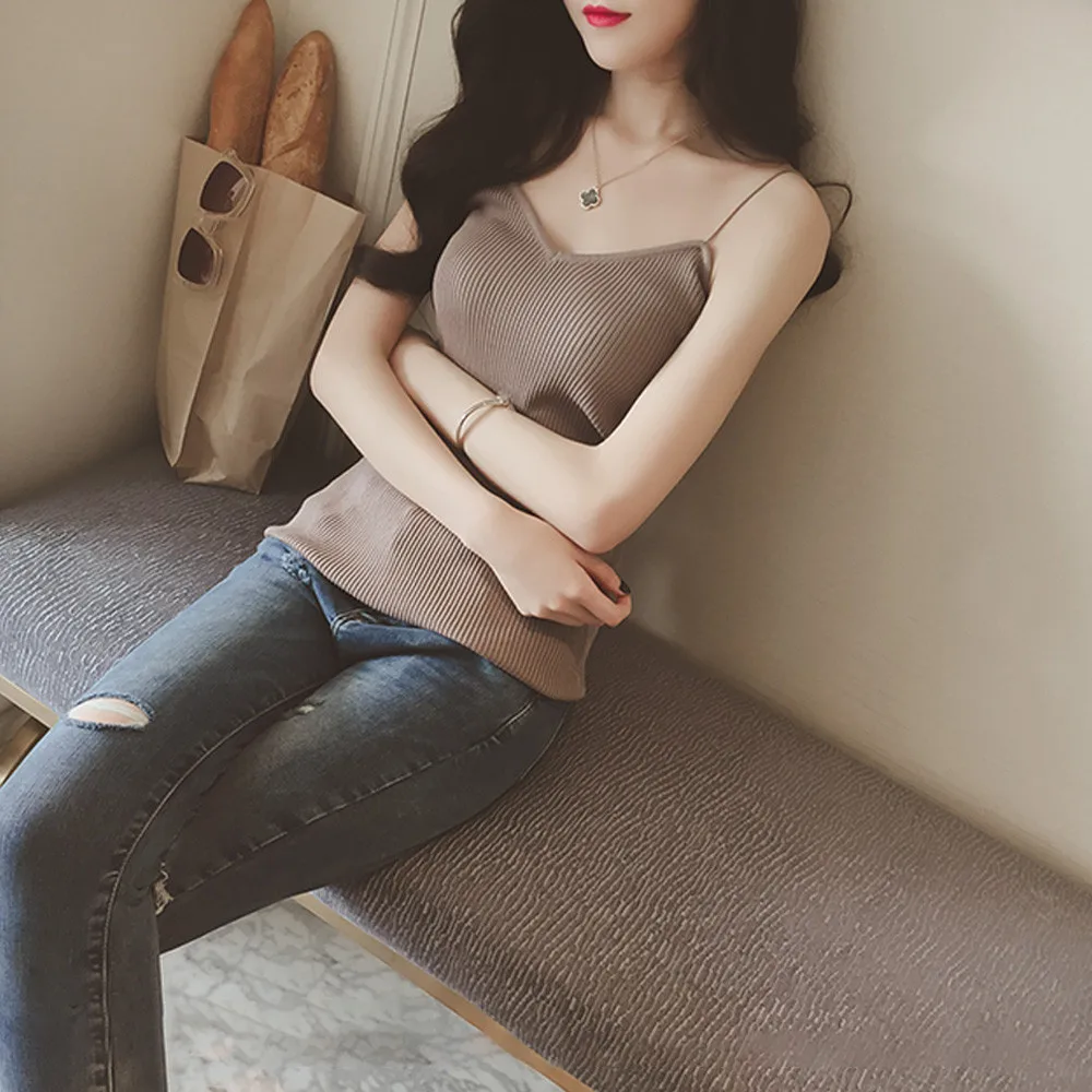

Summer 2019 Solid Sexy Tank Top Women Streetwear Spaghetti Strap Tank Top Womens Clothing High Street V Neck Tops For Women