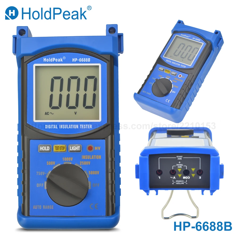HoldPeak 6688B цифровой Мегаомметр тестер сопротивления изоляции Электрический