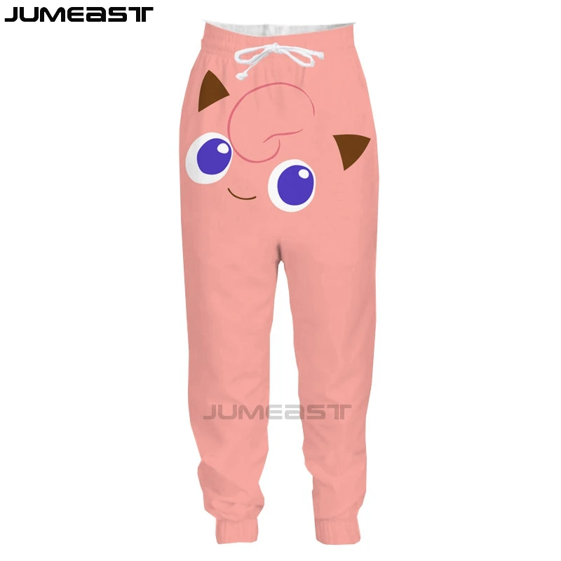 Jumeast, Новое поступление, мужские и женские повседневные длинные штаны с 3D принтом Jigglypuff, спортивные пуловеры, спортивные штаны с покемонами