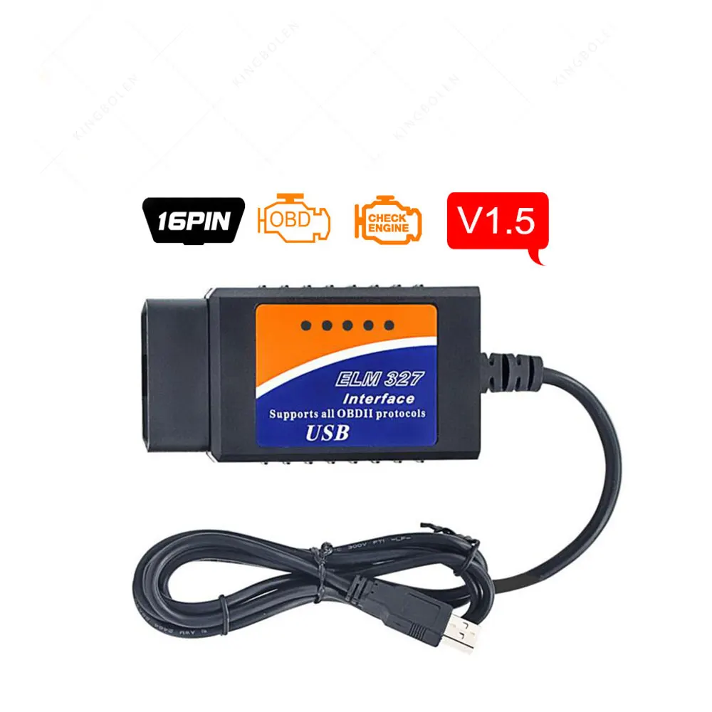 ELM327 V1.5 USB PIC18f25k80 чип OBD OBDII автомобильный диагностический инструмент OBD2 ELM 327 в 1,5 USB версия Адаптер Код Сканирующий инструмент - Цвет: NO CHIP