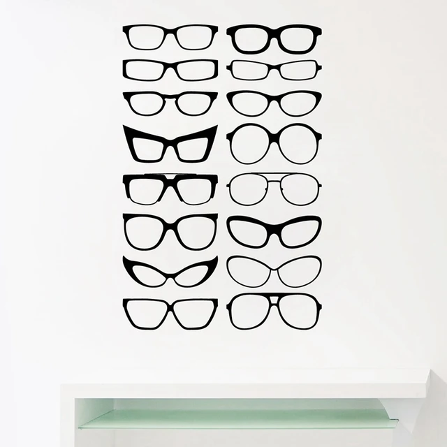 Eyewear Specs Frames Vinyl Wall Sticker , Eye Glasses Frames Art Decals