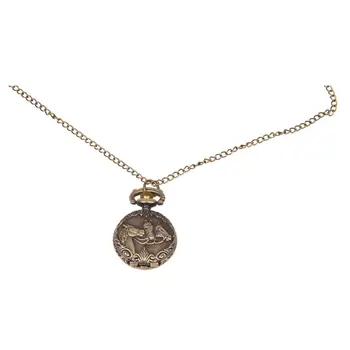 

wholesale Bronze 3 Horse Engrave Quartz Pocket Watch Necklace 50psc/lot