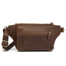 Crazy Horse Mens Genuine Leather Cowhide Vintage Travel Cell/Mobile Phone Hip Bum Belt Pouch Fanny Pack Waist Purse Bag 2070 misfits crazy horse cow leather mens waist bag genuine leather travel small fanny pack belt loops hip bum bag male phone pouch