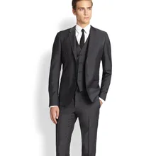 Новое поступление жених смокинги нотч мужской костюм угольно-серый дружки / невесты свадьба / пром костюмы( куртка+ брюки+ галстук+ жилет