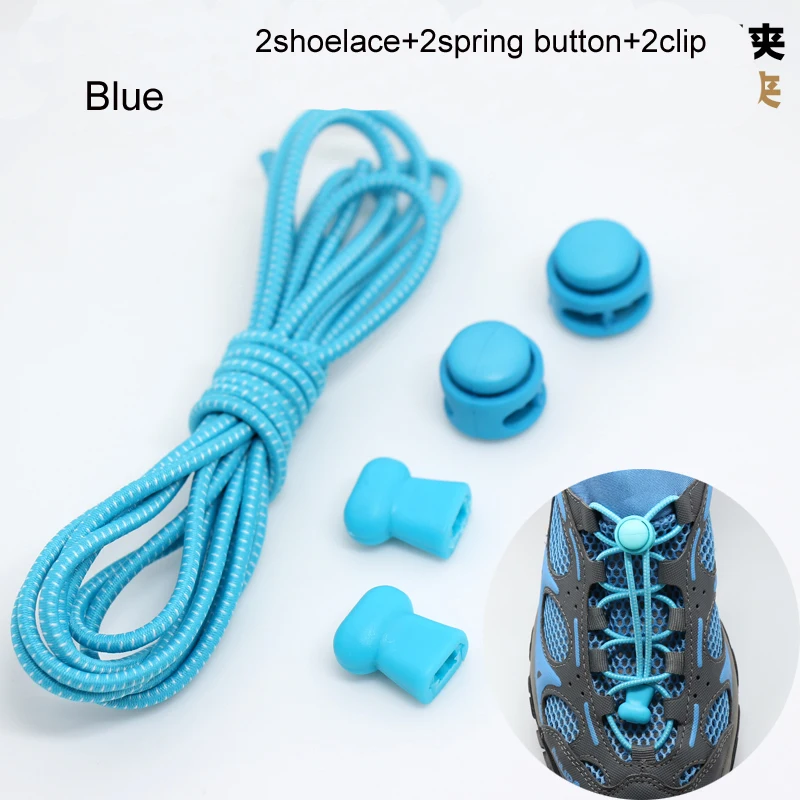

2 Pair 22 Colors Elastic Shoelaces Round Locking No Tie Shoe Laces Kids Adult Quick Lazy Laces Rubber Sneakers Shoelace T2
