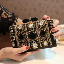 2017 New Arrival Chain Evening Banquet Bag Sparkling Beaded Rhinestones Day Clutch Gem Bag Quality Party Lady Evening Bag