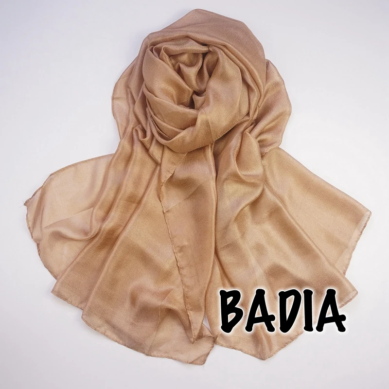 95*180cm One Piece Solid Plain Shinny Scarf Oversize Islam Shawl Head Wraps Soft Long Muslim Silk Linen Shimmer Hijabs 6