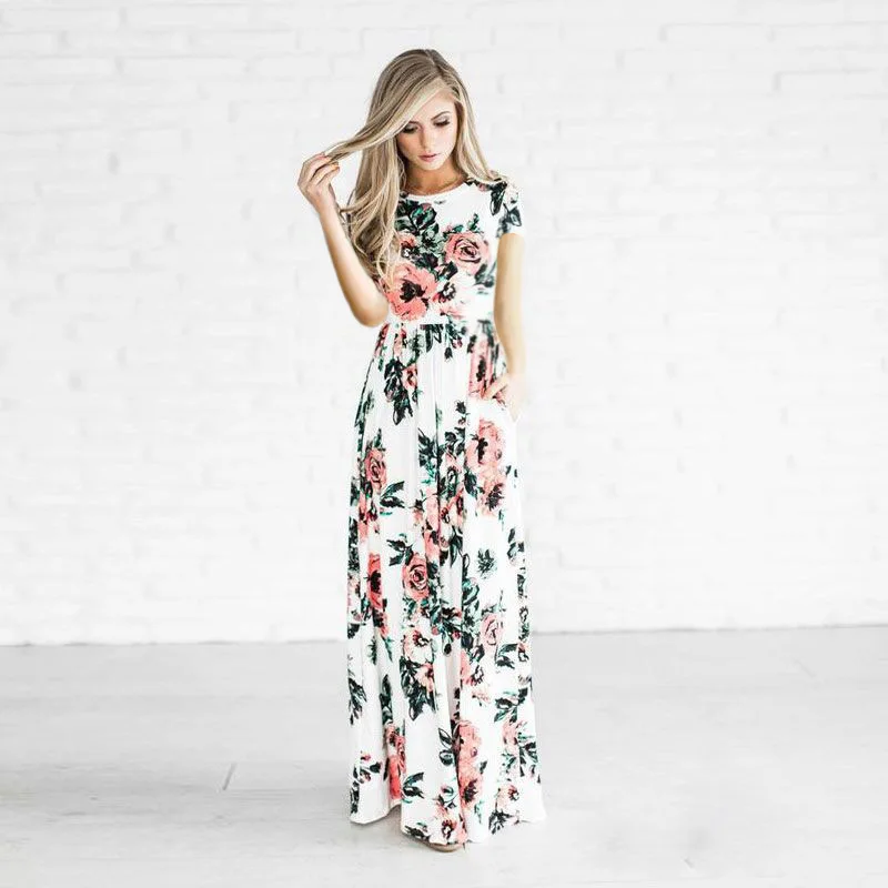 

Desigual Women Long Dresses Clothes 2019 Summer Fashion New Elegant Boho Vintage Plus Size Off White Floral Party Maxi Dress