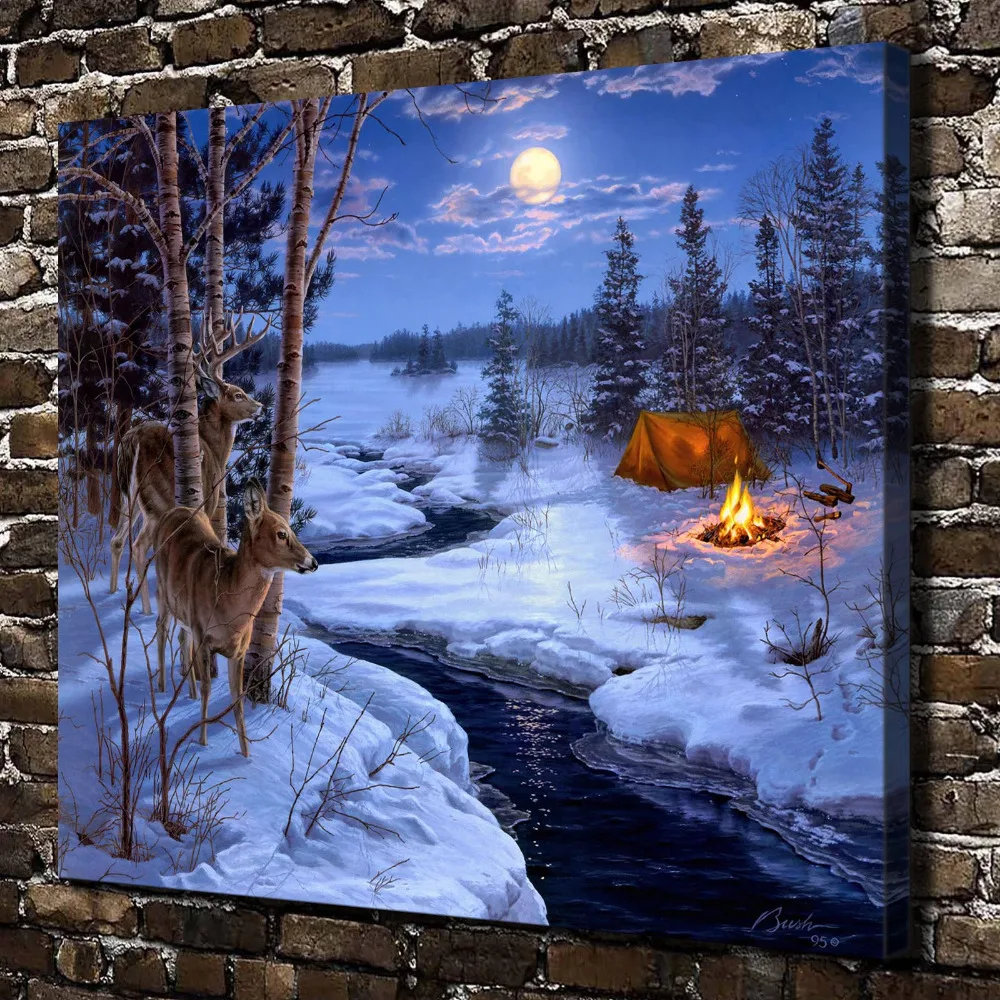 A0403 Snow Forest Natural Scenery Animal Deer. HD Canvas ... A0403 Snow Forest Natural Scenery Animal Deer. HD Canvas ...