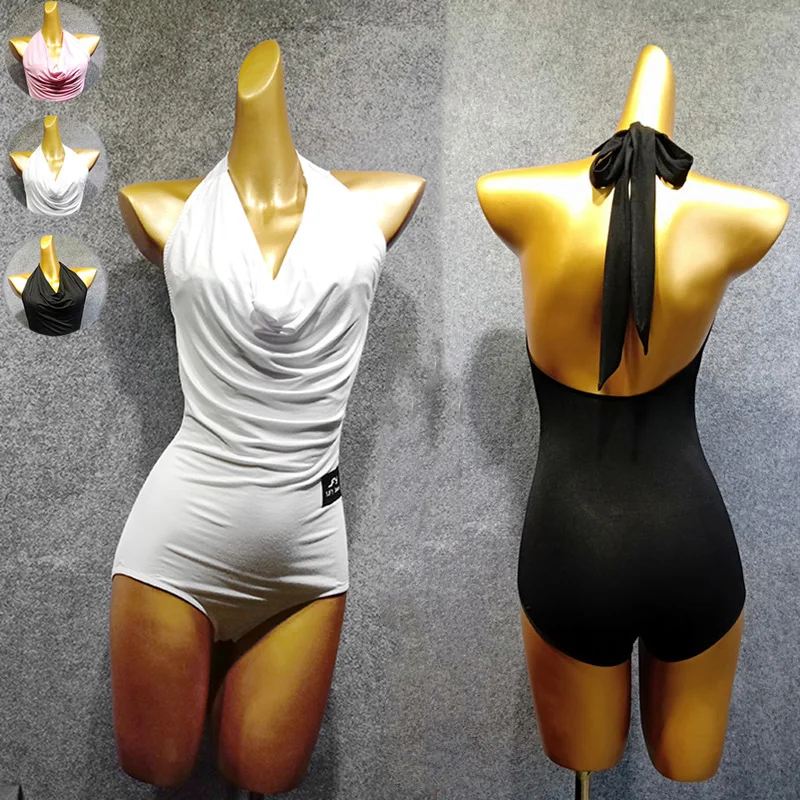

Latin Dance Tops Adults Black Sexy Backless Leotard Women Ladies Rumba Cha Cha Samba Tango Performance Stage Bodysuit DN3395
