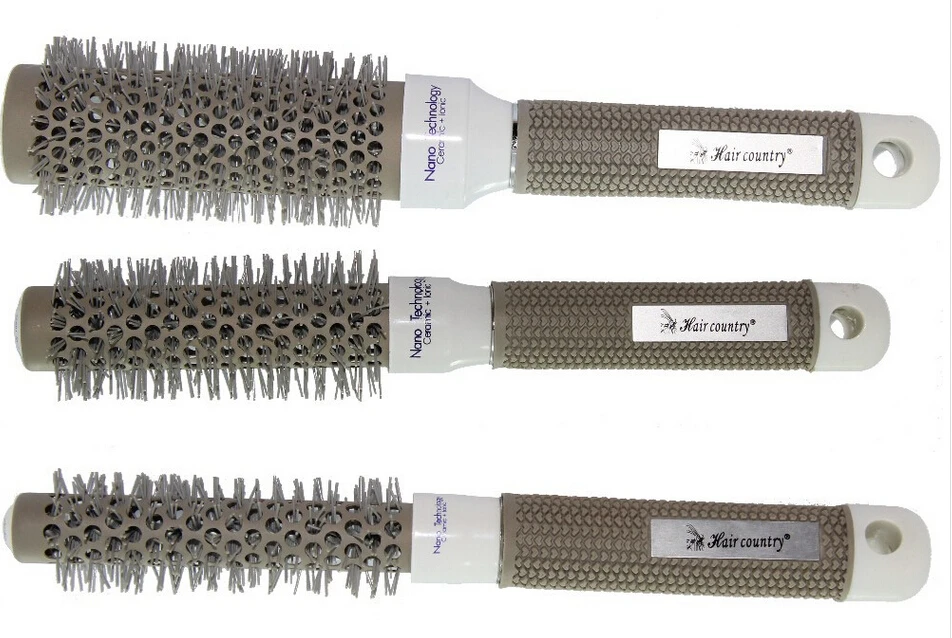Escova de Cabelo Grátis Shipplong Profissional Cerâmico Iônico Redondo Pente Barbeiro Cabeleireiro Estilo Escovas 5 Tamanhos Barril 4 Grátis shipplong profissional cerâmico iônico redondo pente