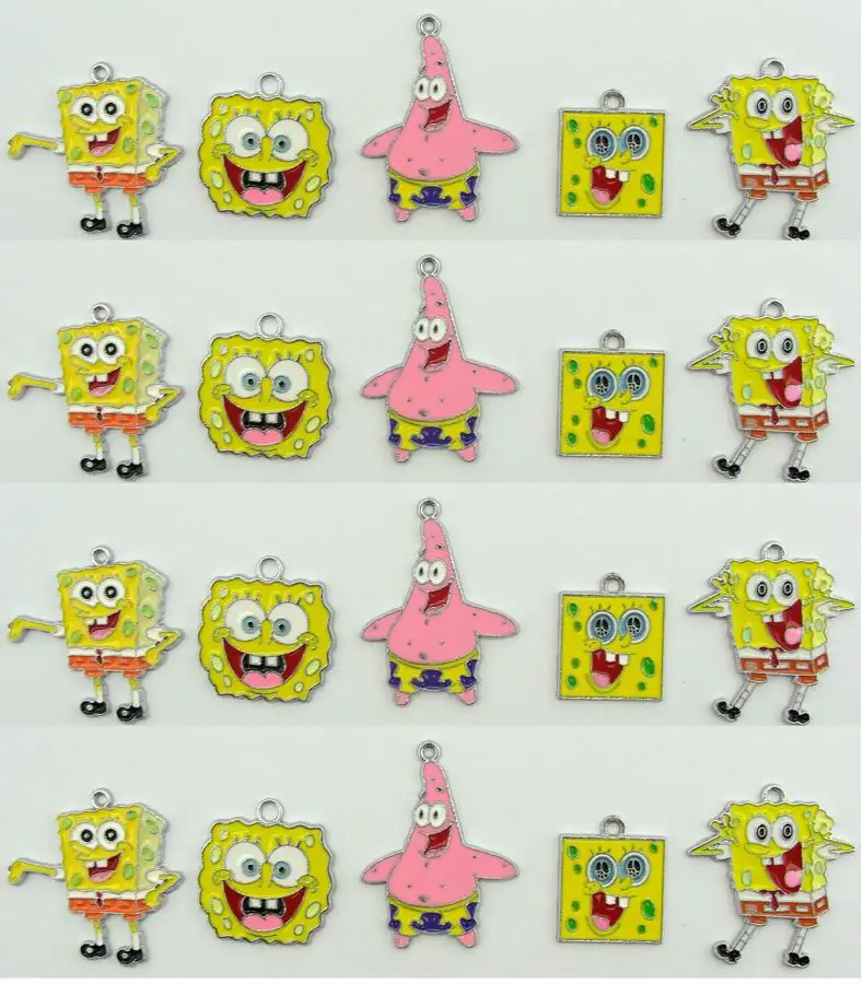 

Wholesale 20 Pcs SpongeBob Charms Pendants Jewelry Making DIY Christmas Gifts Free Shipping
