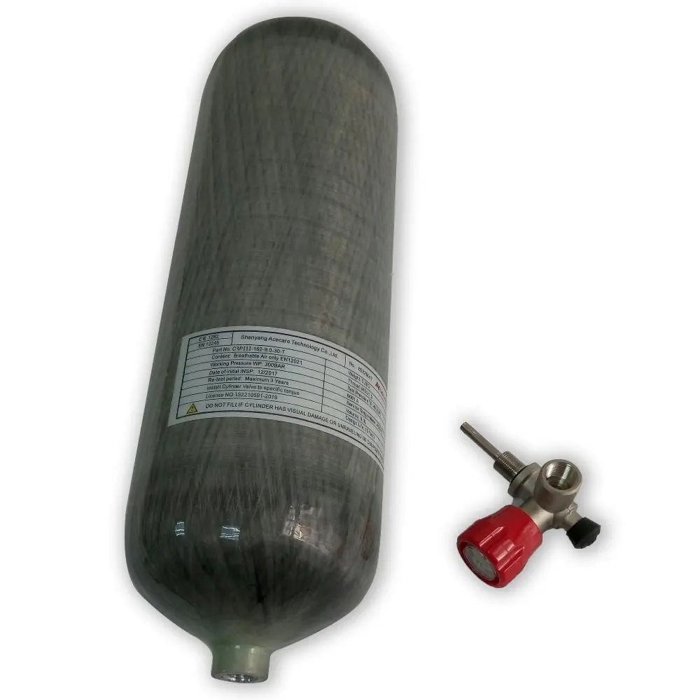 AC10911 Paintbal PCP Use Tank 9L CE Carbon Fiber 4500psi Gas Cylinder SCUBA Tank For Airforce Condor M18*1.5 Pcp  Acecare