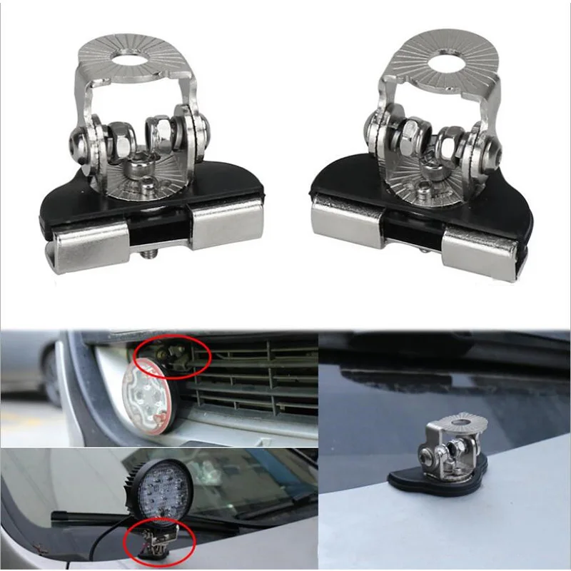 

1Pair/4x Stainless steel Hood Led Work Light bar Mount Bracket Clamp Holder For Lada 4x4 SUV Boat Truck Universal Car Offroad