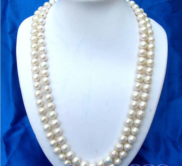 

50"11mm round white freshwater pearl necklace Noble style Natural Fine jewe fast SHIPPING