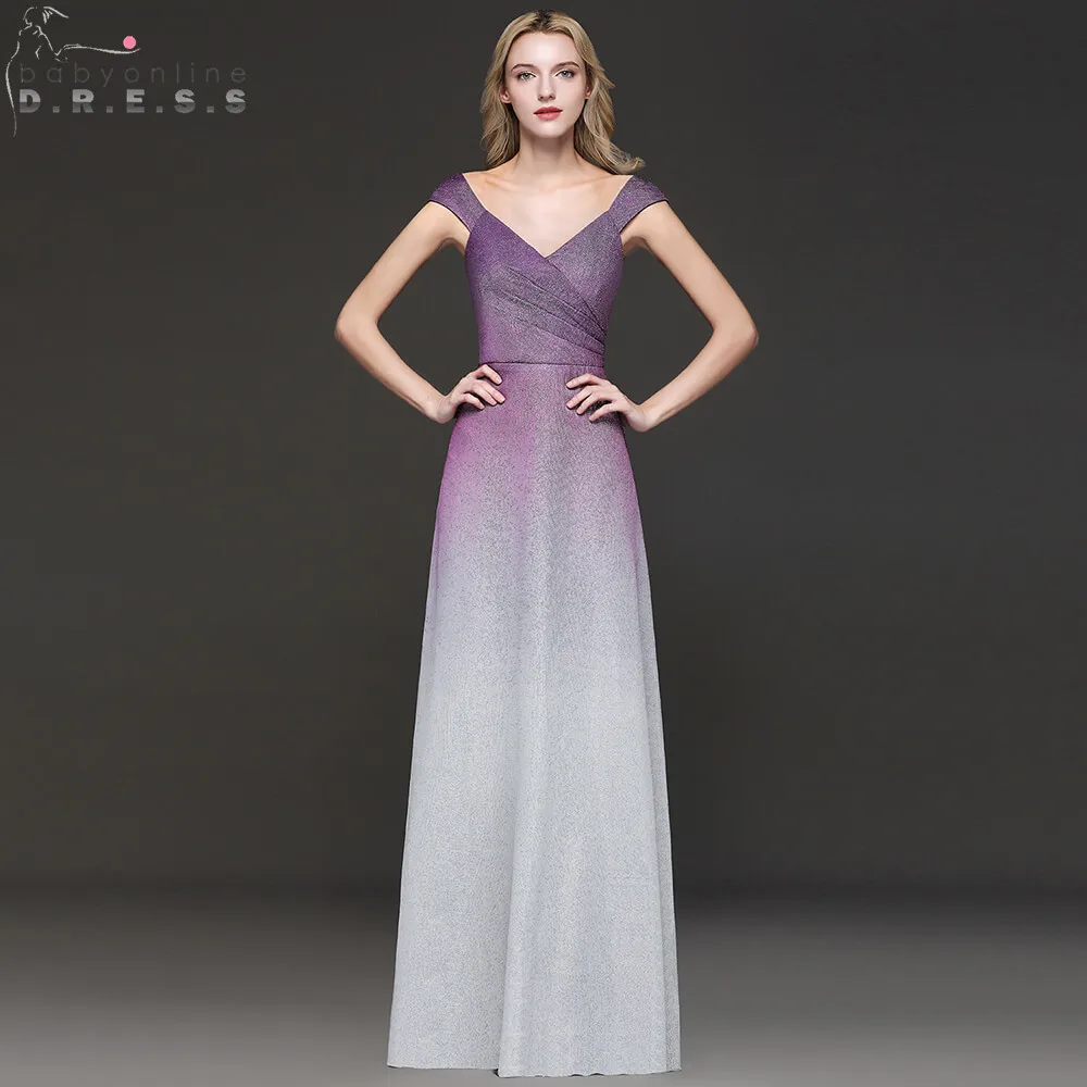 

Sexy Open back Ombre Prom Dresses Long 2019 Elegant Cap Sleeve Bright Silk Purple Prom Gowns Vestido de Festa Longo