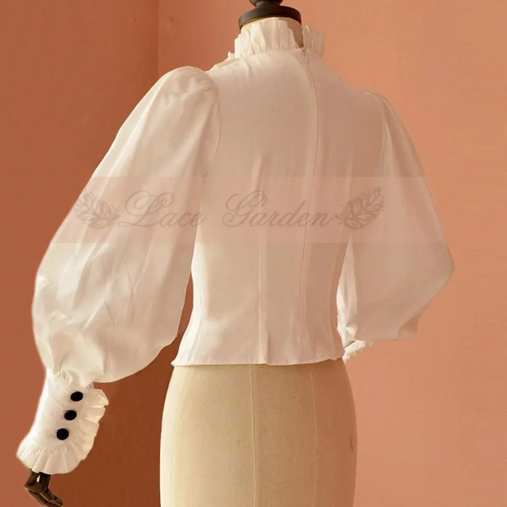 Женская офисная блузка с рукавом фонариком на весну и осень винтажная Готическая