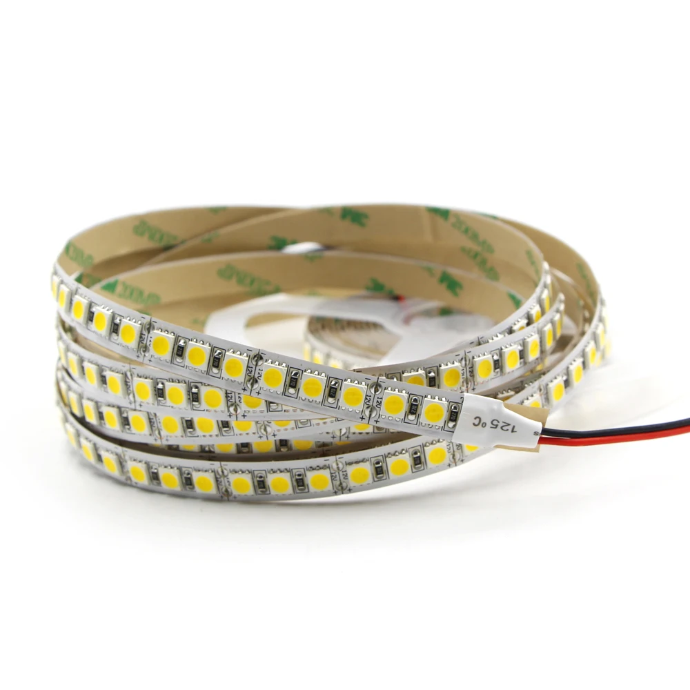 RGB светодиодные полосы света 1 м 5 м 120 светодиодный s/m Водонепроницаемый 5050 SMD 600 fita Черный PCB затемняемая лента-тесьма со светодиодами веревка лампа 12 В белый RGB