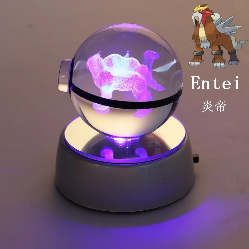 Pokemon Go Ball Engraving Entei Crystal Pokemon Poke Ball With Black Line Nice Fashion With LED Base