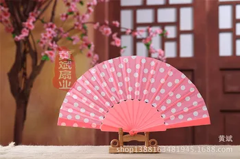 

100pcs Japanese Polka Dots Design Spanish Plastic Hand Folding Fan With Assorted Colors Wedding Party Favors And Gifts