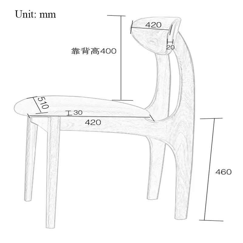 Modern solid wood dining chair Simple table dining chair combination white oak casual cafe restaurant study Japanese chair