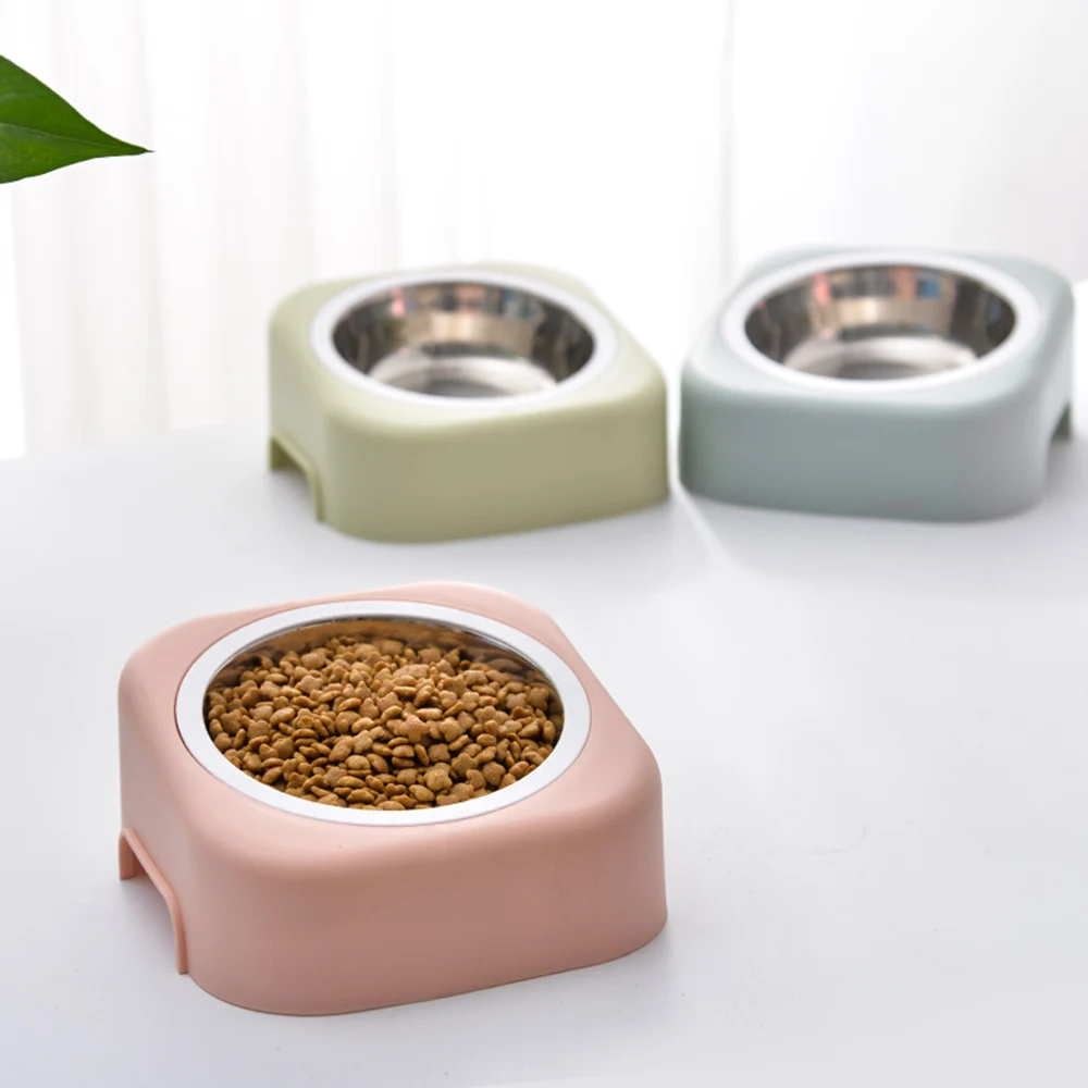 

1Pc Stainless Steel Pet Bowl Detachable Plastic Bowl Water Food Dog Feeding Non-slip Puppy Cat Bowls Pet Supplies 29