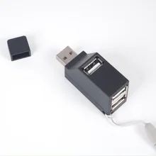 Dhl 50 шт. мини USB 2,0 концентратор 3 порта Портативный usb-концентратор 480 Мбит/с высокоскоростной тонкий usb-хаб черный USB адаптер