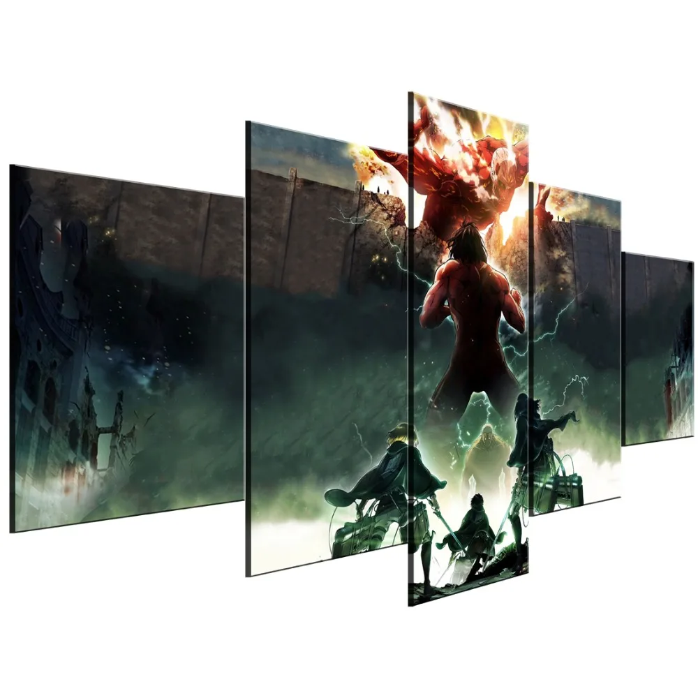 Waliicorners 5 Panel HD Print Painting Attack on Titan Modern Decorative Paintings on Canvas Wall Art for Home Decorations Wall Decor Artwork 9 HTB1rSR5KwHqK1RjSZFgq6y7JXXaw