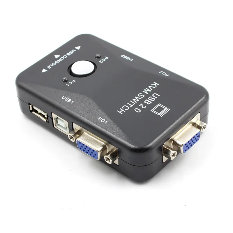 2 Port USB VGA KVM Switch Box For Mouse Keyboard Monitor