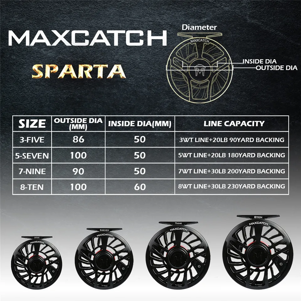 Maximumcatch سبارتا 3-10WT 6061 T6 الألومنيوم يطير بكرة 100% مختومة للماء يطير الصيد بكرة و بكرة