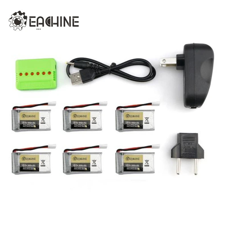 

6x 3.7V 1S 600mah 50C Lipo Battery With Charger For Eachine QX90 QX90C QX95 QX105 QX110 QX80 QX70 QX100 Accessories Spare Parts
