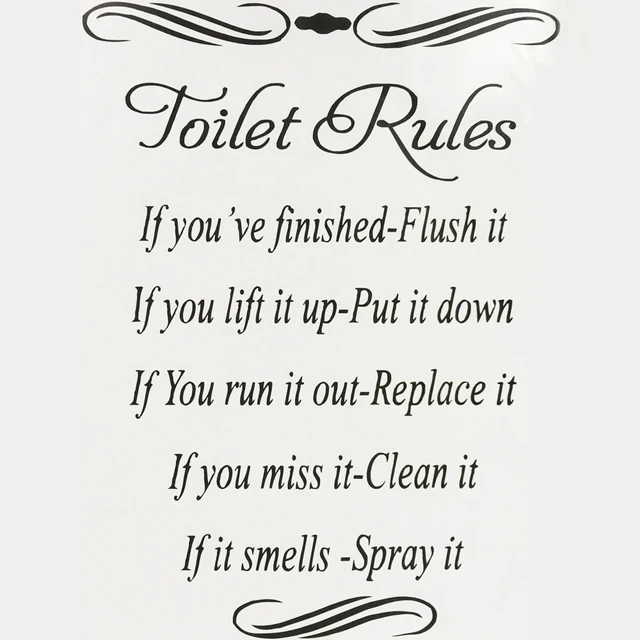Washroom Toilet Rules Quote Wall Stickers Bathroom Removable Decalsin Wall Stickers from Home
