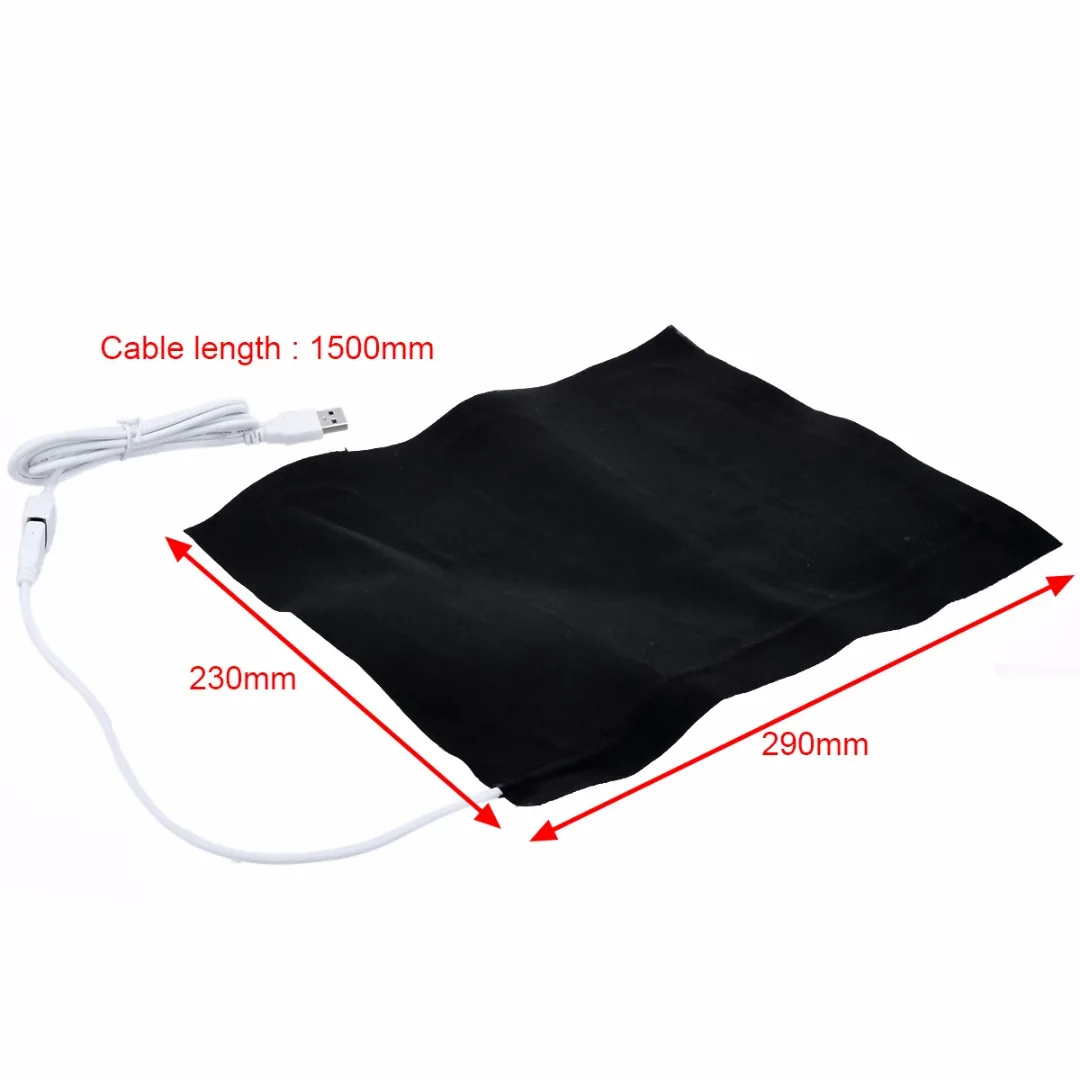 5V USB Electric Black Cloth Heater Pad Mat Heating Element for Shoulder Back Pet Bed Belt Warmer 50C Hot Mayitr