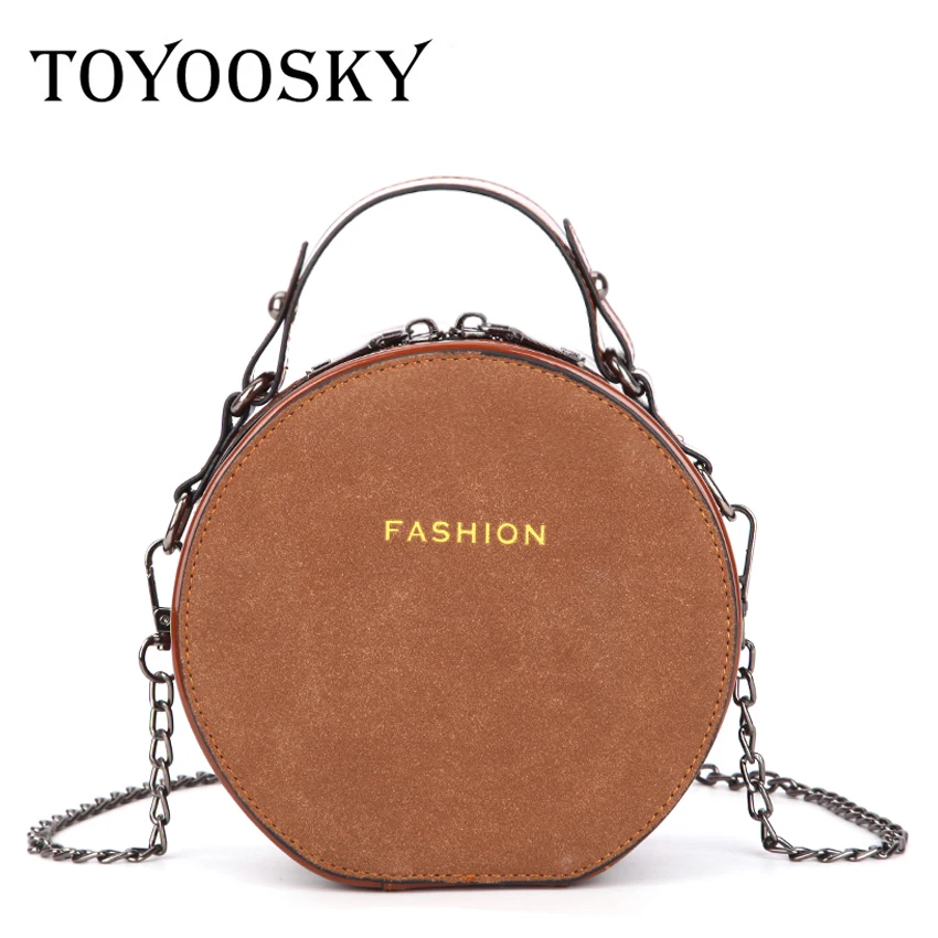 

TOYOOSKY Round Crossbody Bags For Women 2018 Design Nubuck Leather Mini Handbag Female Chain Messenger Bags Small Circle Totes
