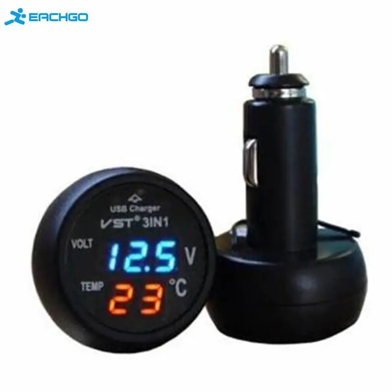 

Dual Display 3 in1 LED Digital Car Thermometer Car Voltage Detection Table with USB voltage charger car detector diagnostic tool