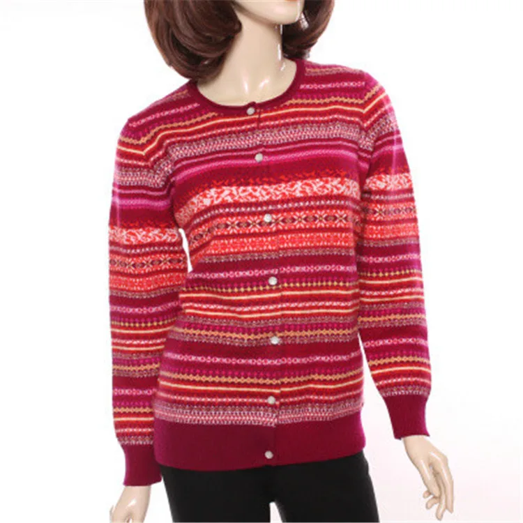 100 Chèvre Cachemire Couleur Orange Tricot Mix Grey Cardigan En Oneck Mix Femmes 3xl 2 Mode Bas De claret Purple Coloré M Épais Arrivée Rayé Nouvelle Chandail tq415IWt