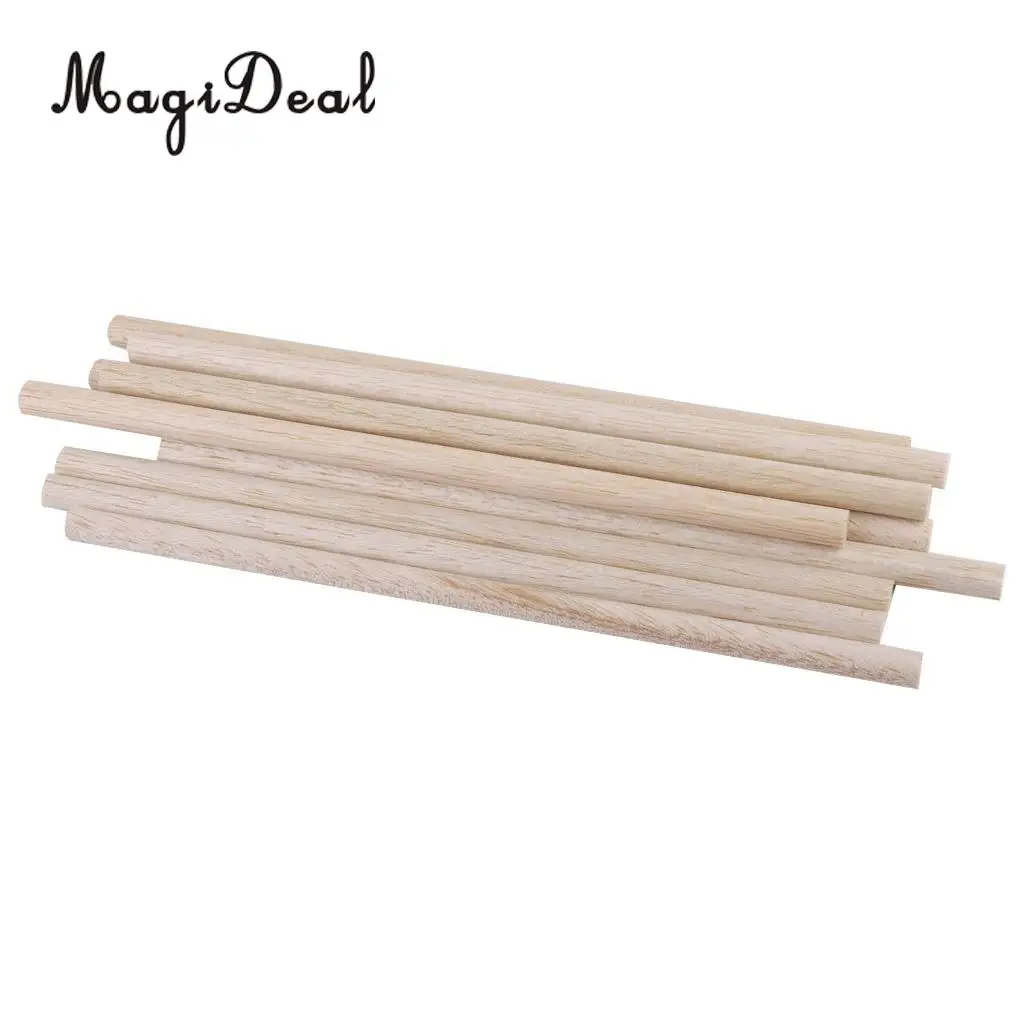 MagiDeal 10pcs Round Natural Wood Sticks DIY Hobby Craft Dowels Pole Rods For DIY Home Garden Decoration Tools Accessory 8mm 
