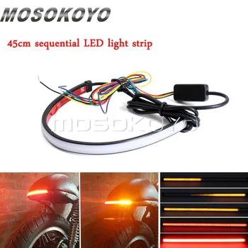 

Motorcycle Red Amber LED 45cm Sequential Switchback Flowing Tail Brake Light Running Turn Signal Light Strip