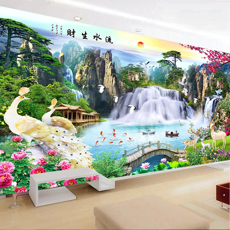 山水画之流水生财玉孔雀03